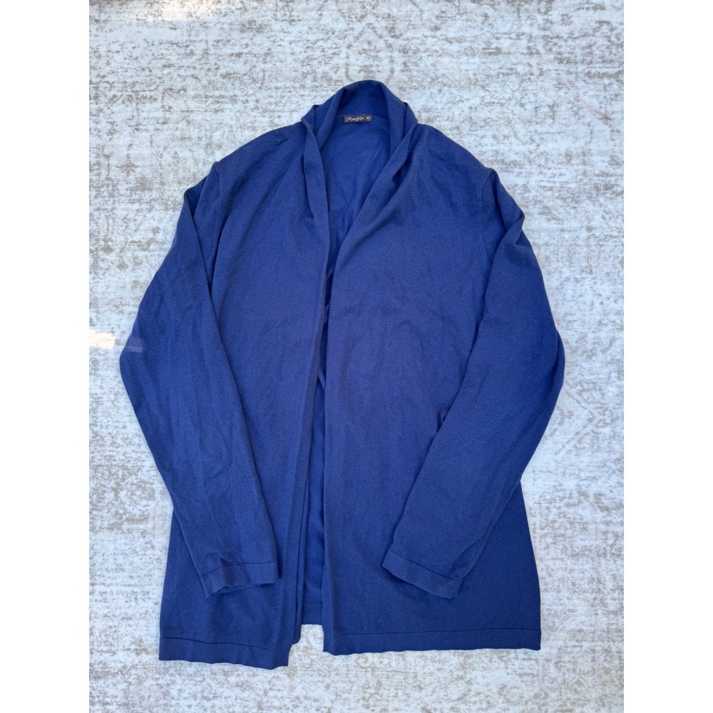 J.McLaughlin Navy Blue Shawl Collar Open Front Cardigan Sweater XL Cotton Modal